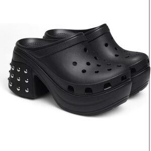 Black Platform Clogs CROCS with Studded Heel